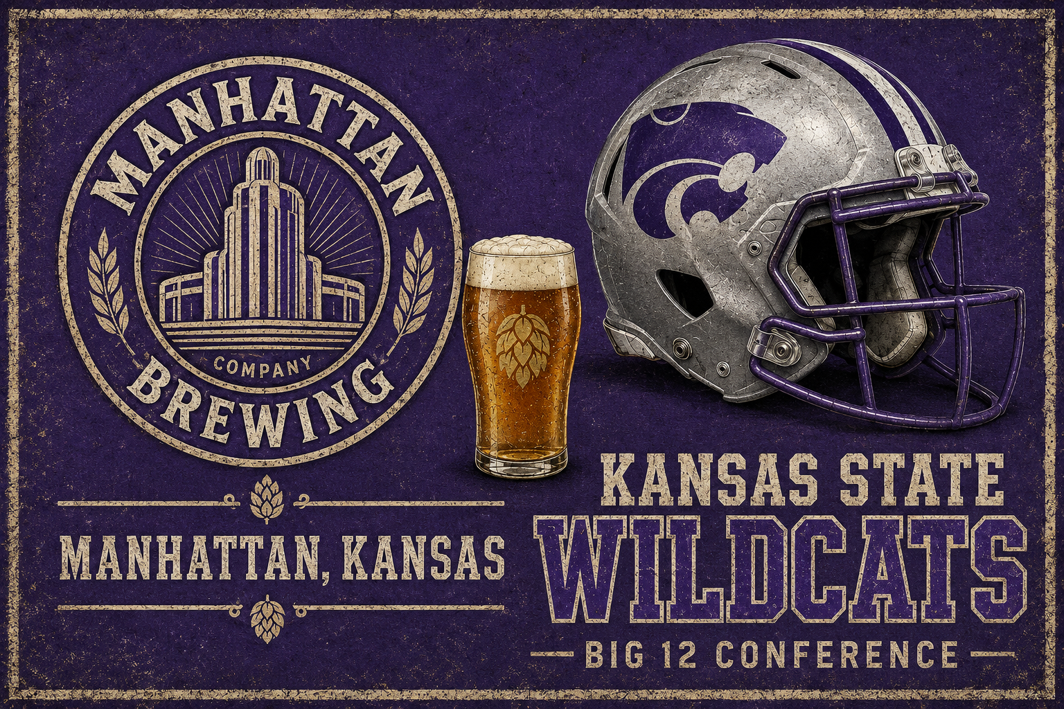 Manhattan Kansas Brewing Wildcats Football Wall Art