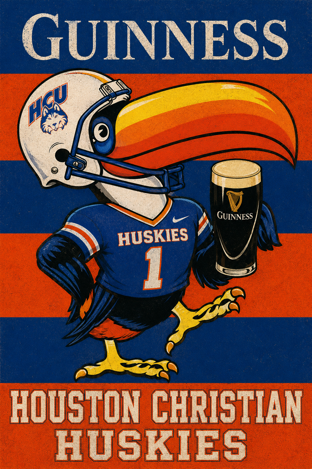 Guinness Houston Christian Huskies Football Wall Art