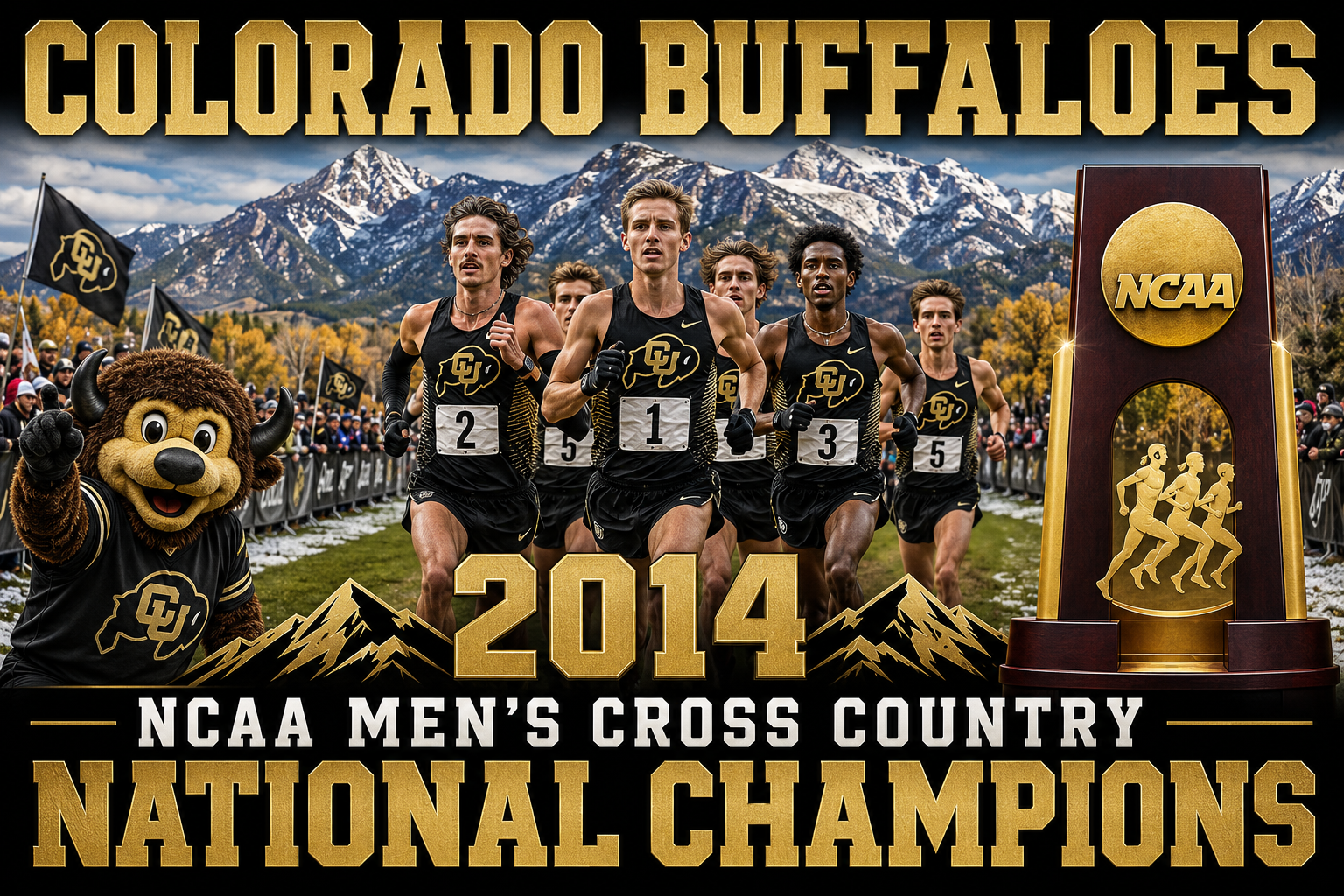 Colorado Buffaloes 2014 Cross Country Champions Wall Art