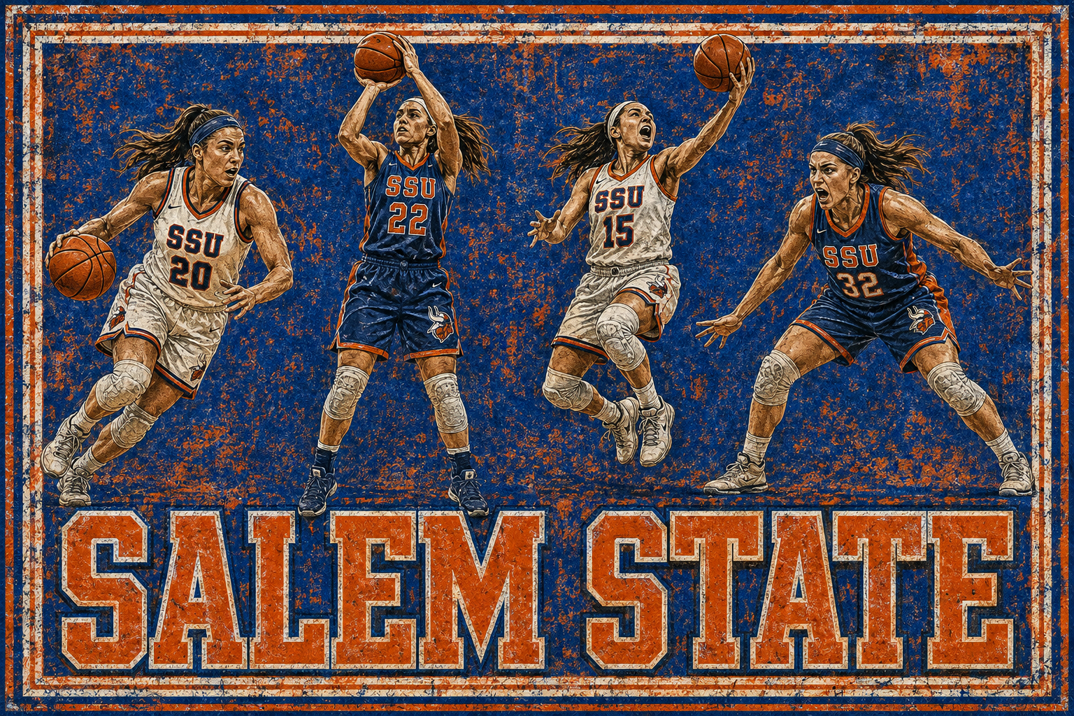 Salem State Women’s Basketball Distressed Style Wall Art
