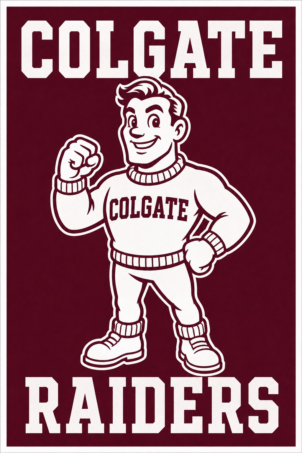 Colgate Raiders Cartoon Mascot Wall Art Print