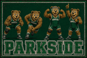Parkside Bear Wrestlers Distressed Green Sports Wall Art