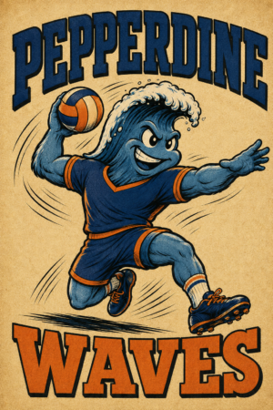 Pepperdine Waves Volleyball Mascot Graphic Wall Art