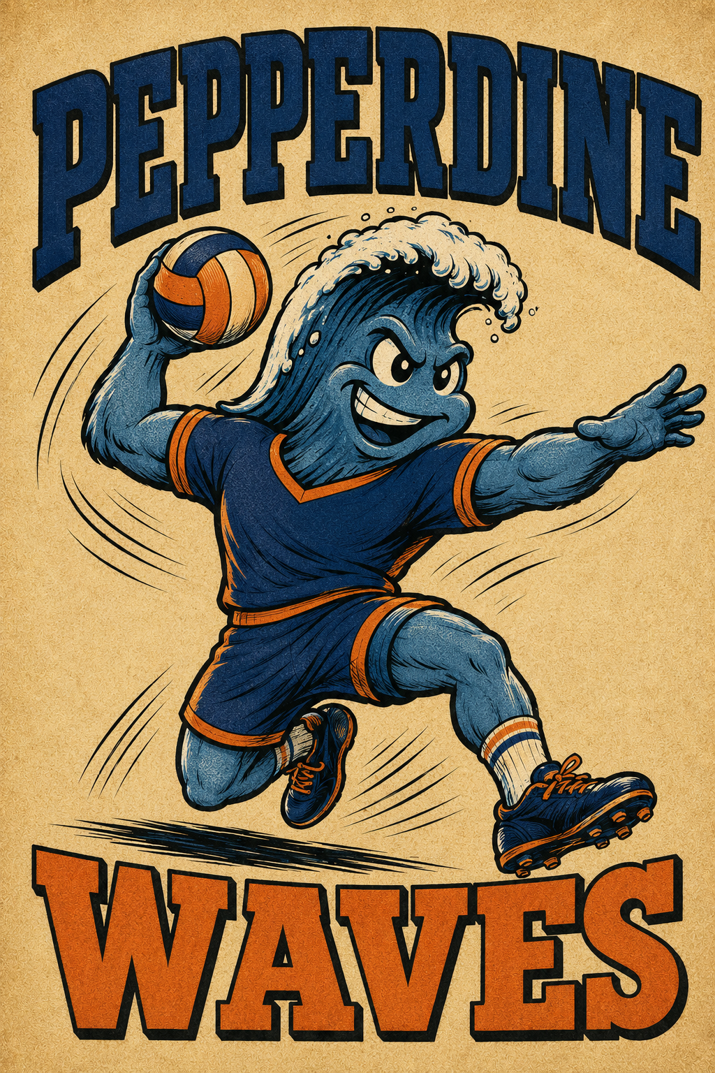 Pepperdine Waves Volleyball Mascot Graphic Wall Art