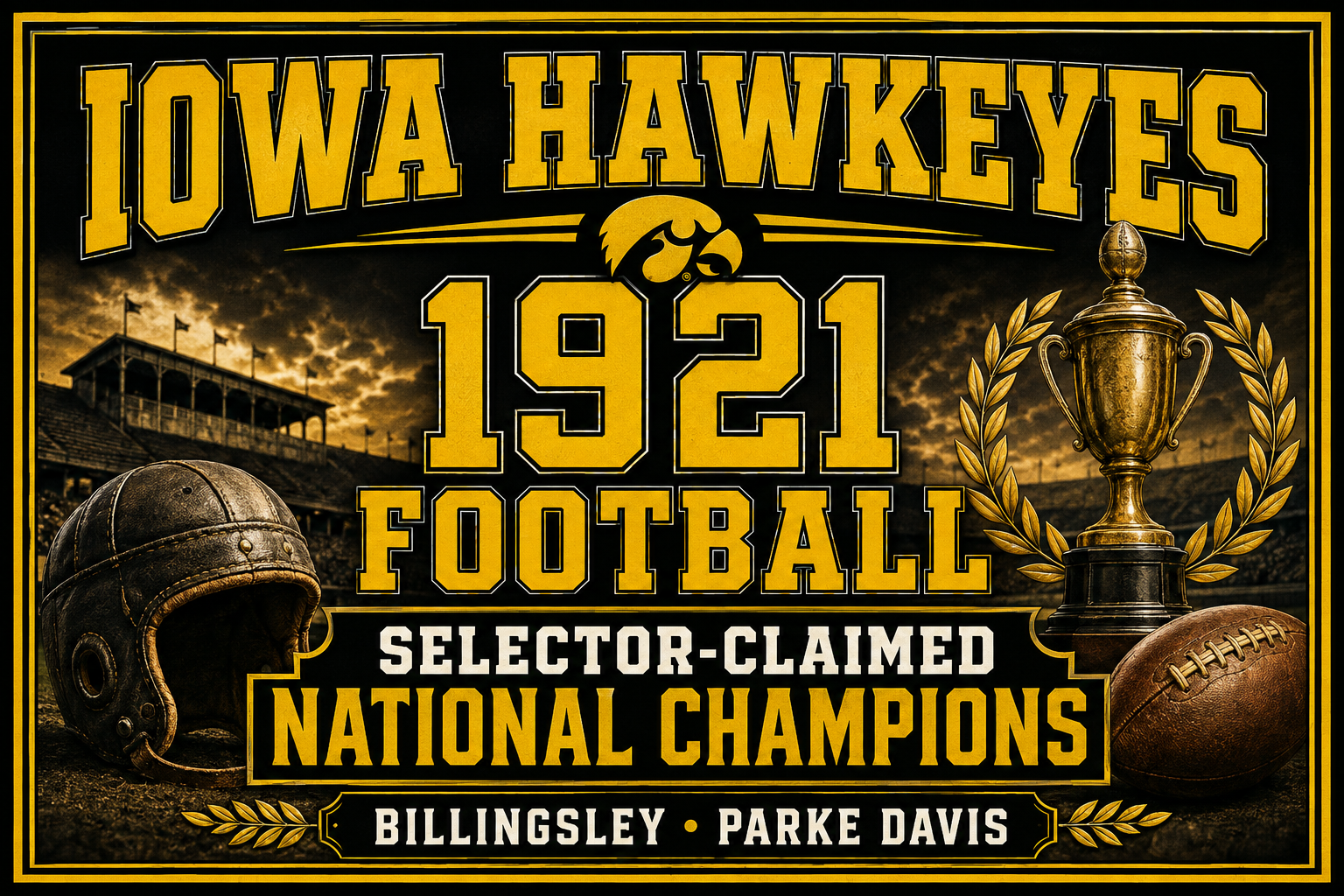 Iowa Hawkeyes 1921 Football Champions Vintage-Style Wall Art