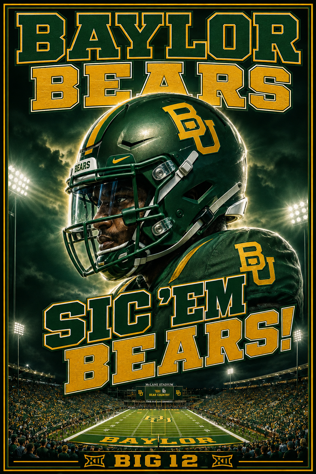 Baylor Bears Football Stadium Poster