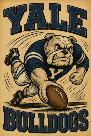 Vintage-Style Yale Bulldogs Football Bulldog Wall Art