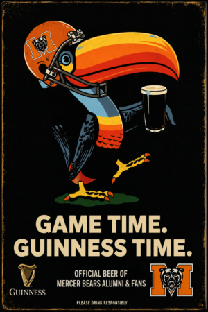 Guinness Game Time Mercer Bears Toucan Wall Sign