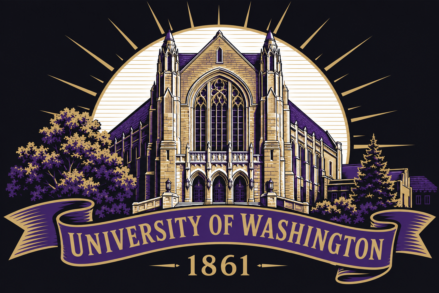 University of Washington Gothic Building 1861 Wall Art