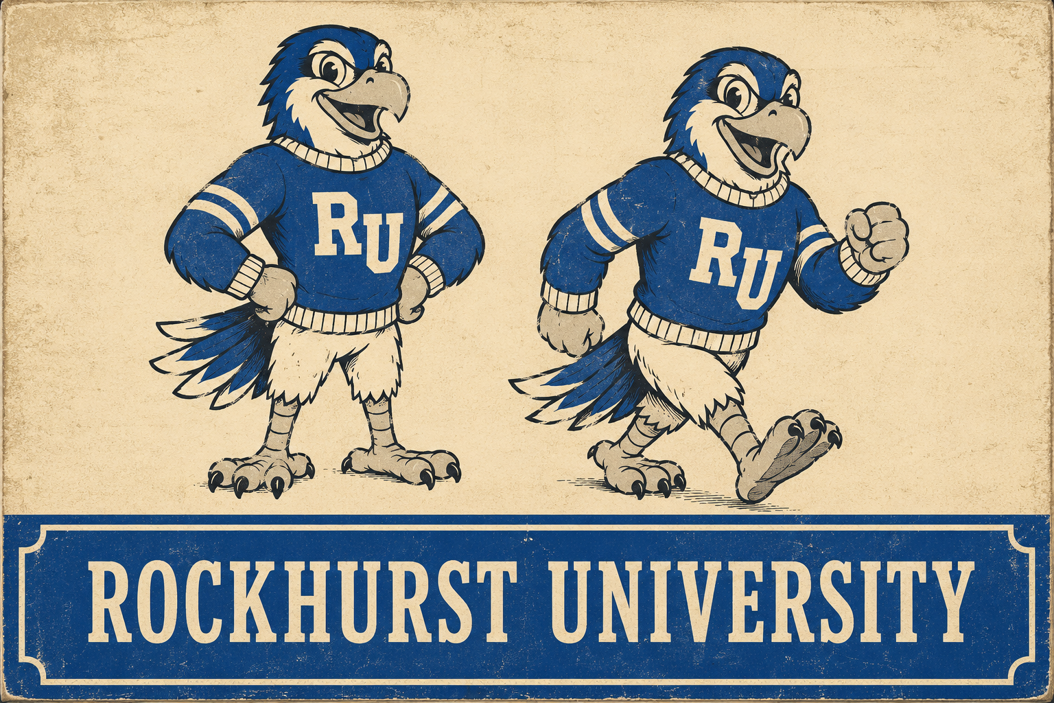Rockhurst University Blue Bird Mascot Vintage-Style Wall Sign