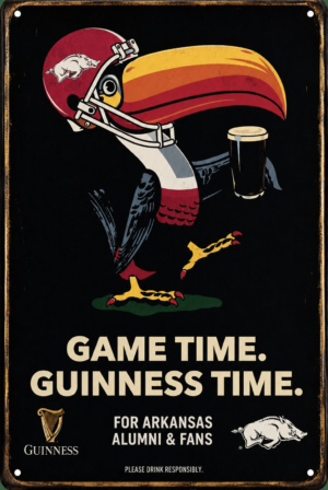 Game Time Guinness Time Arkansas Alumni Vintage-Style Sign