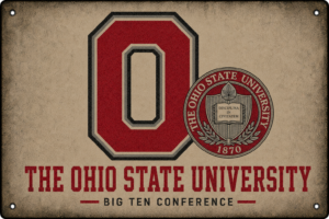Ohio State University O Logo Big Ten Vintage-Style Wall Sign
