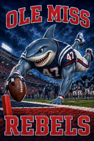 Ole Miss Rebels Shark Football Poster Design
