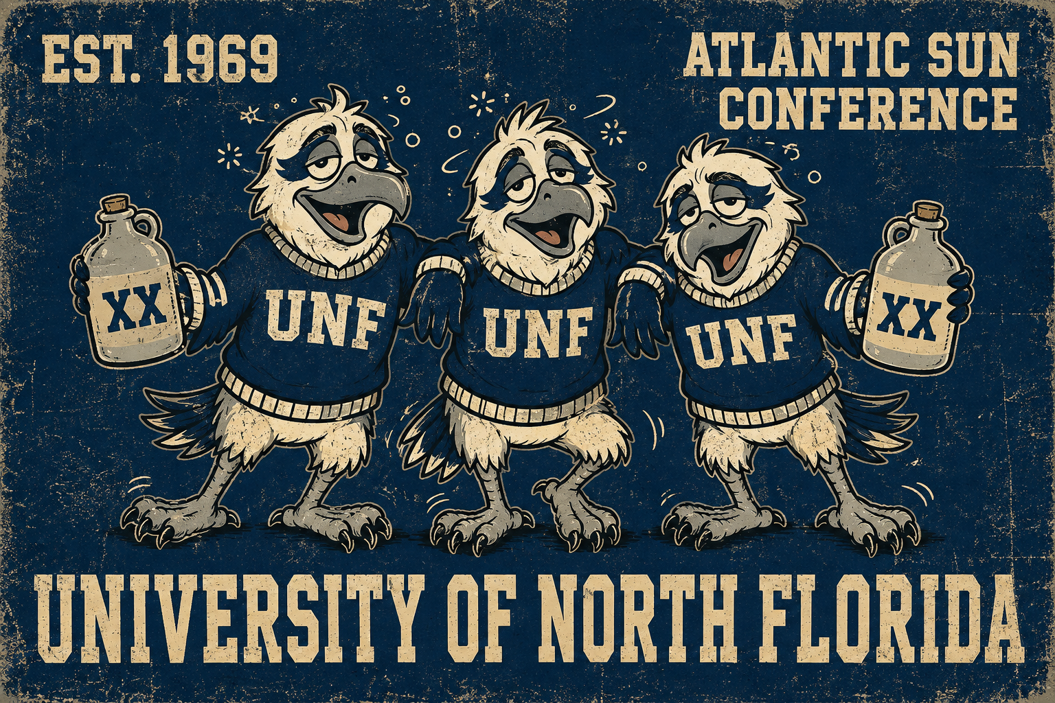 Distressed UNF Ospreys Atlantic Sun Conference Wall Art
