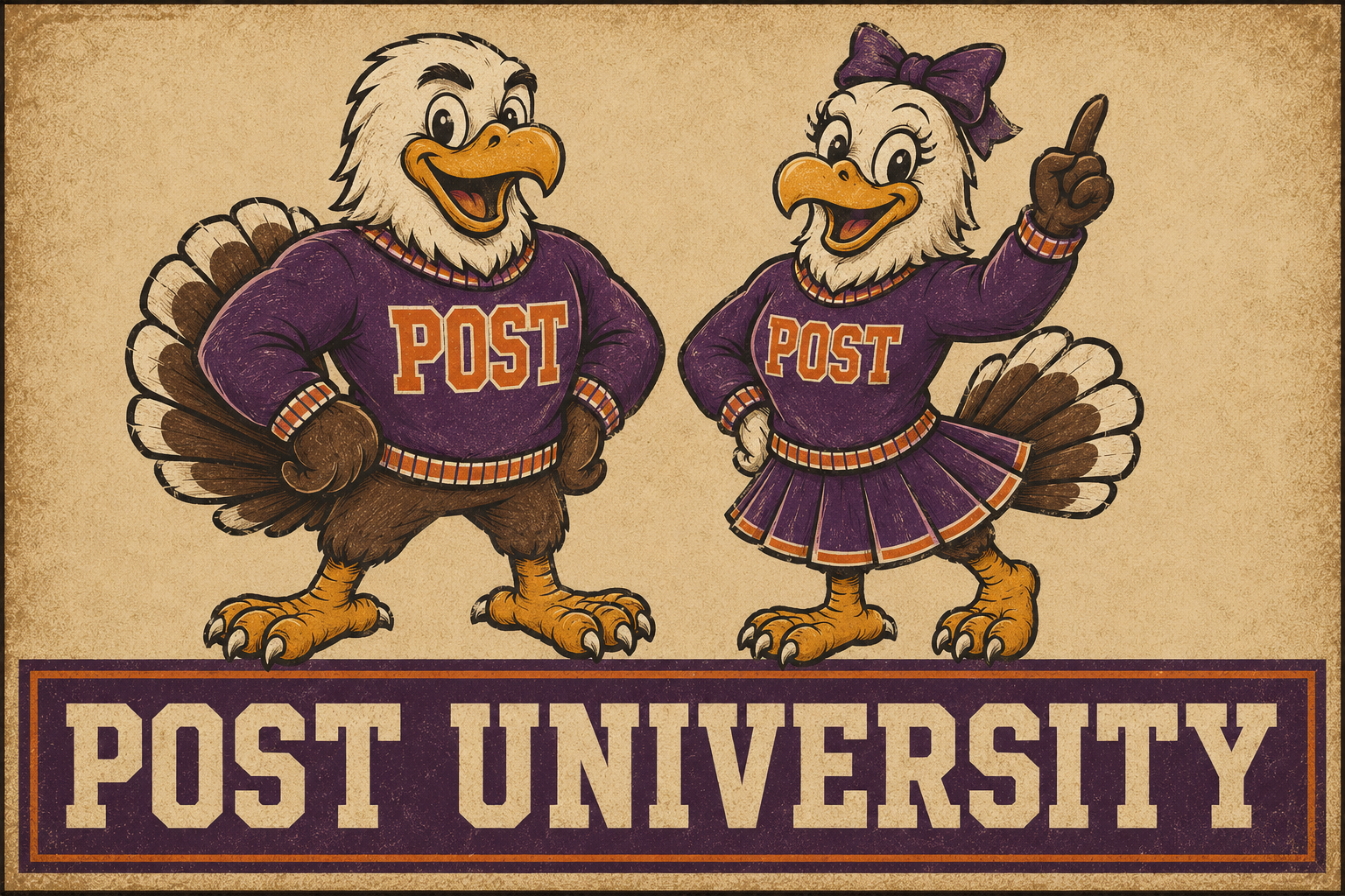 Post University Eagle Mascots Retro Wall Art