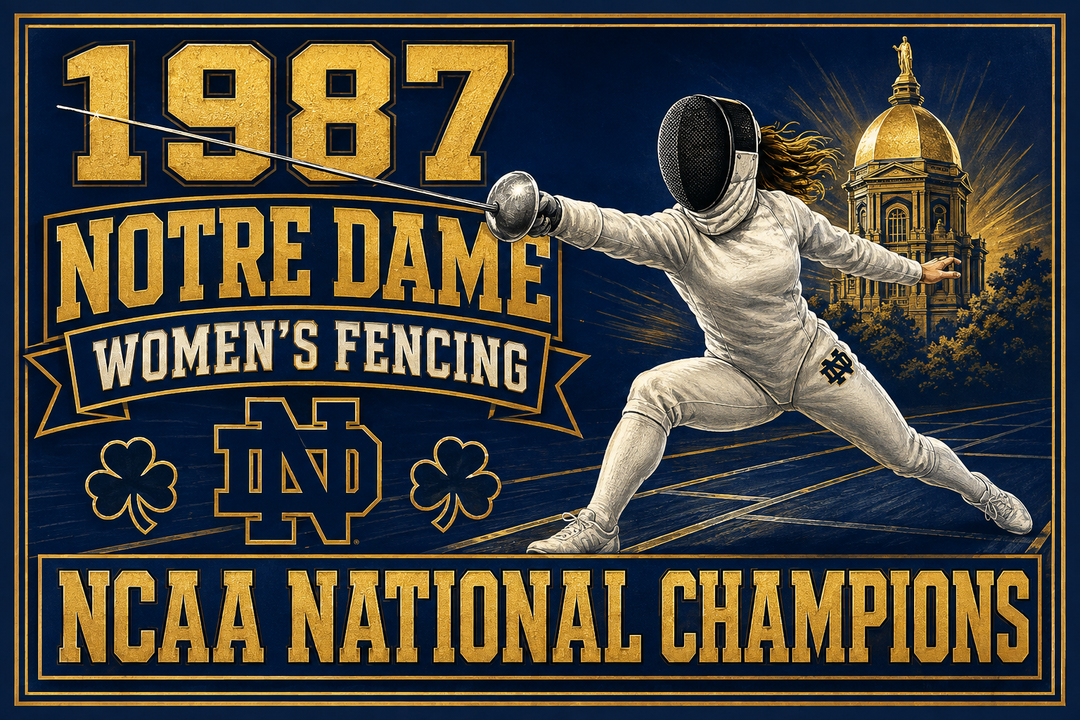 1987 Notre Dame Women’s Fencing National Champions Wall Art