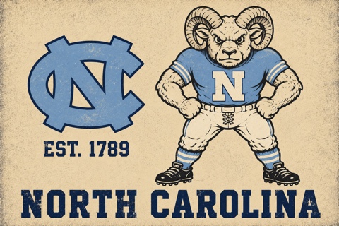 North Carolina Ram Mascot Vintage-Style Wall Art