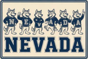 Nevada Wolf Mascot Typography Wall Art Print