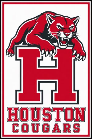 Houston Cougars Red Cougar H Wall Art