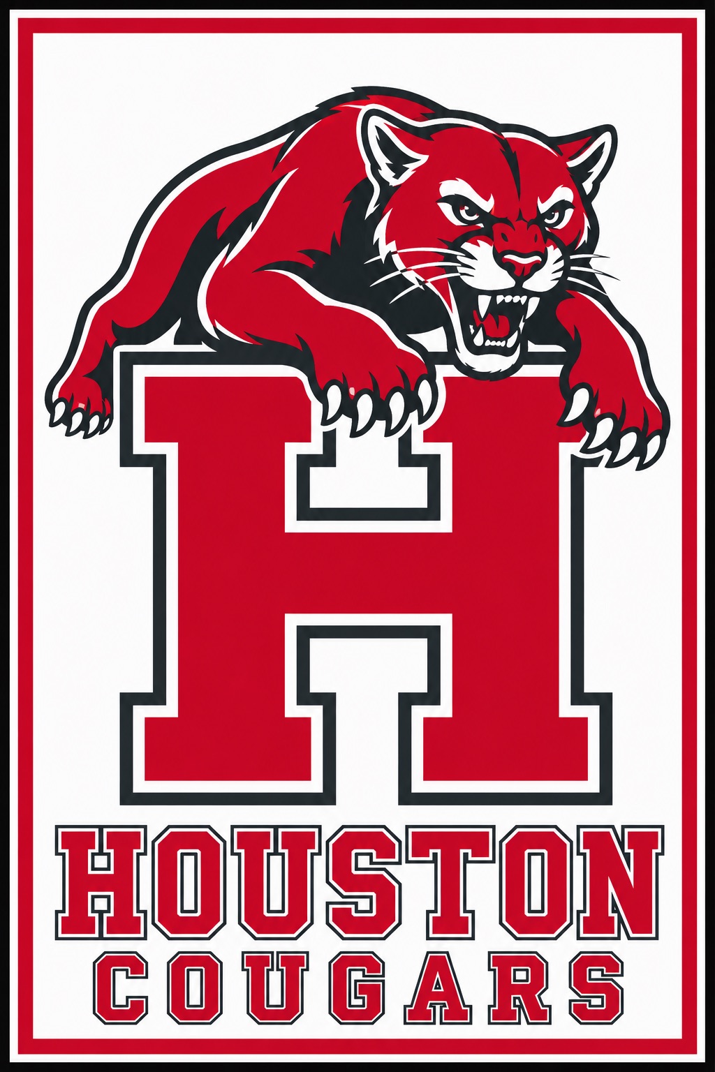 Houston Cougars Red Cougar H Wall Art
