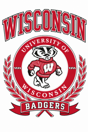 Wisconsin Badgers Red and White Crest Wall Art