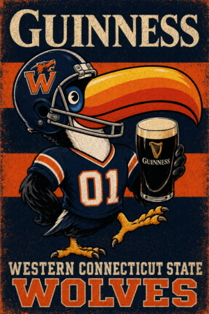 Guinness Western Connecticut Wolves Football Wall Art