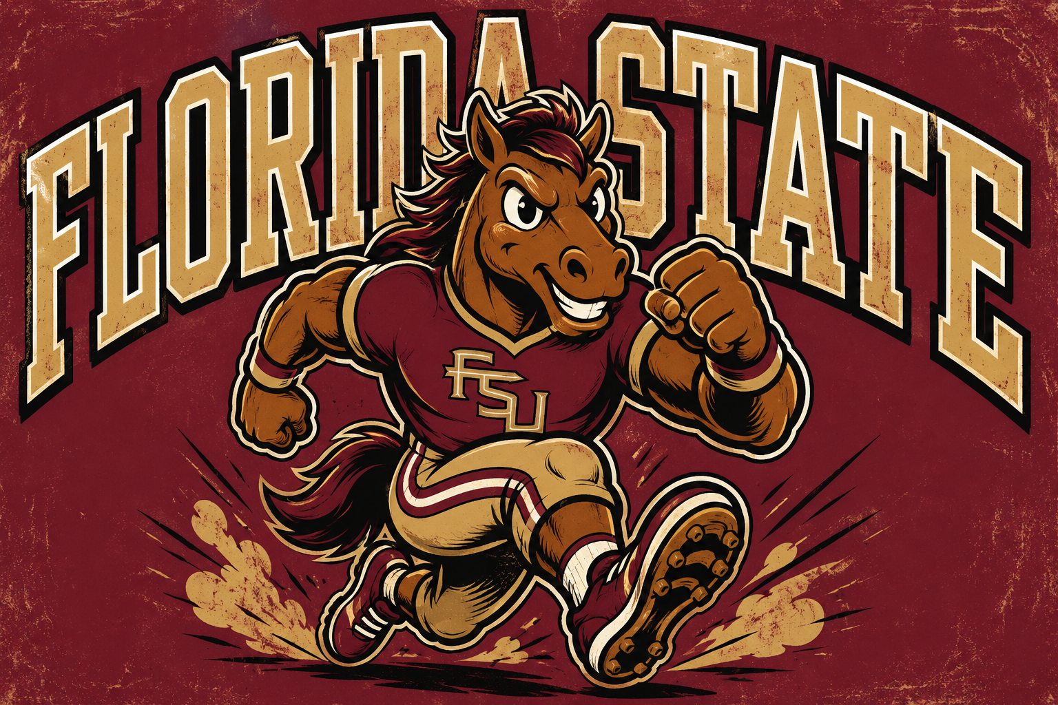 Florida State FSU Running Horse Collegiate-Style Wall Art