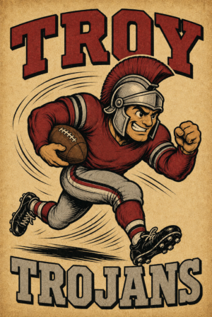 Troy Trojans Football Player Vintage-Style Wall Art