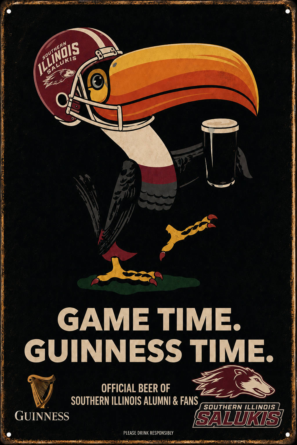 Southern Illinois Salukis Guinness Game Time Wall Sign