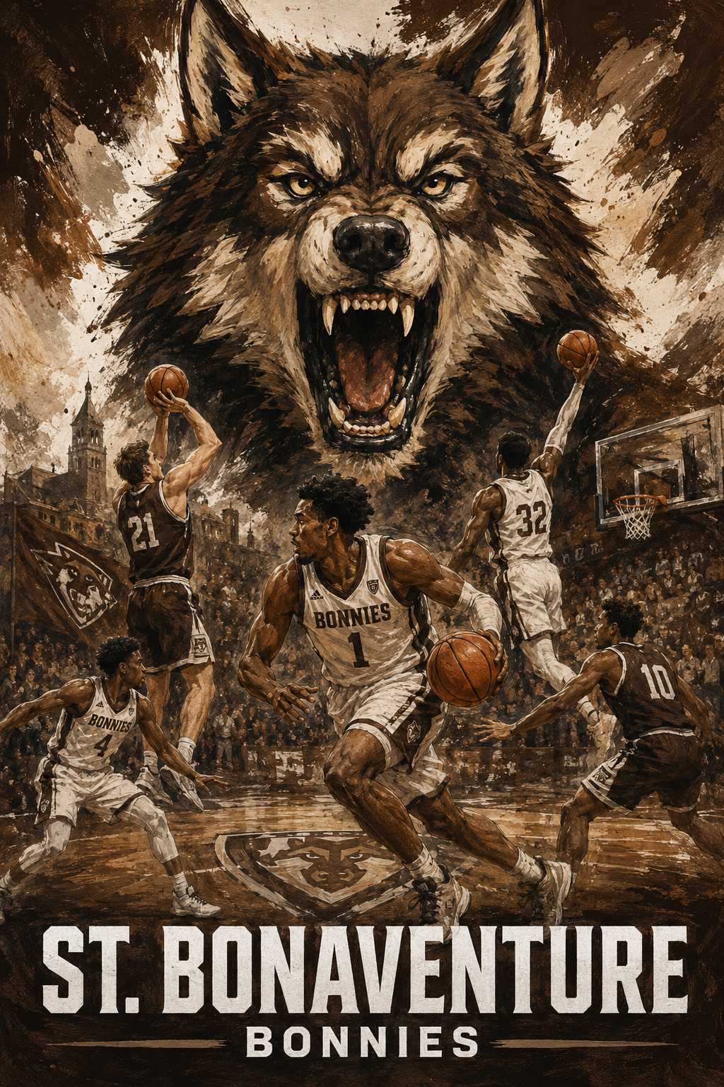 St. Bonaventure Bonnies Bear Basketball Wall Art