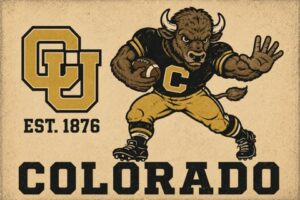 Colorado Buffalo Football Vintage-Style Graphic Wall Art