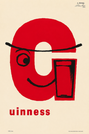 Guinness Abstract Face Poster in Red and Black