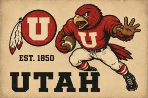Vintage-Style Utah Football Mascot Wall Art Print