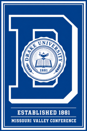 Drake University Blue and White Vintage-Style Wall Art