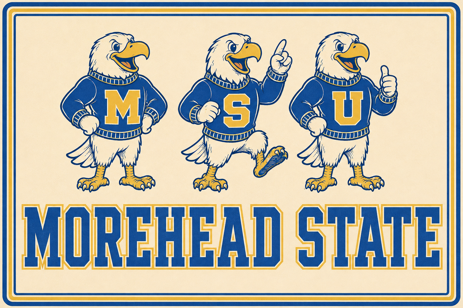 Morehead State Eagles Retro Mascot Wall Art