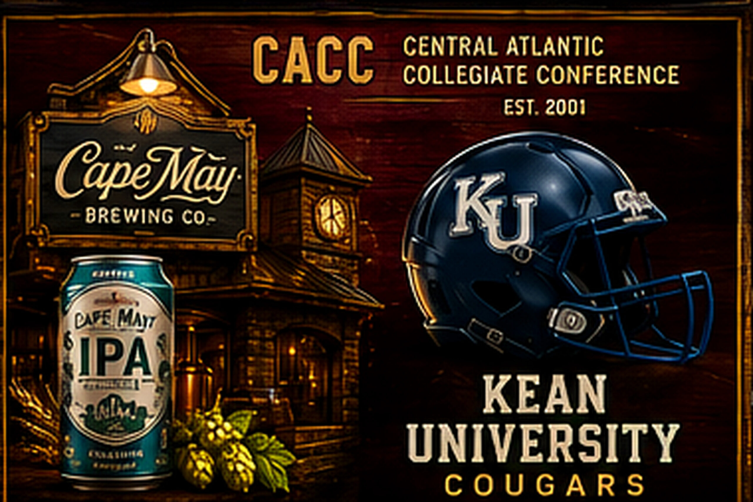 Kean University Cougars Beer & Football Vintage-Style Wall Art