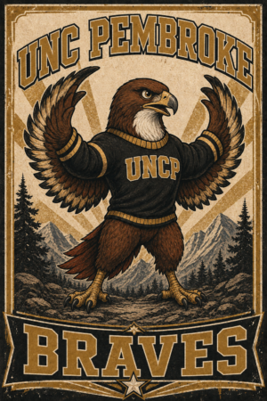 UNC Pembroke Braves Eagle Vintage-Style Wall Art