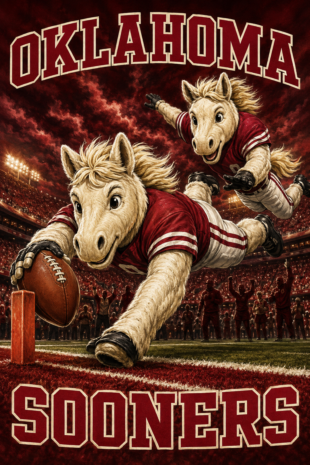 Oklahoma Sooners Football Horse Artwork