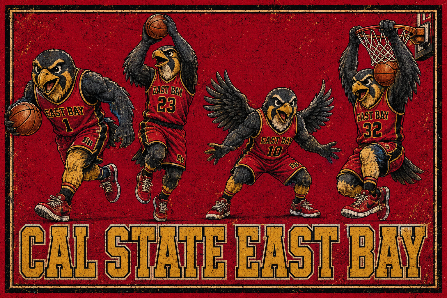 Cal State East Bay Eagle Basketball Wall Art