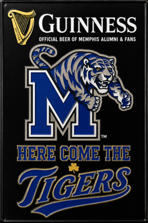 Guinness Memphis Tigers Alumni & Fans Metal Sign
