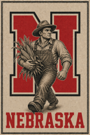 Vintage-Style Nebraska Farmer and Corn Wall Art