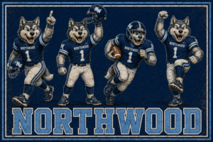Northwood Wolf Football Team Vintage-Style Wall Art