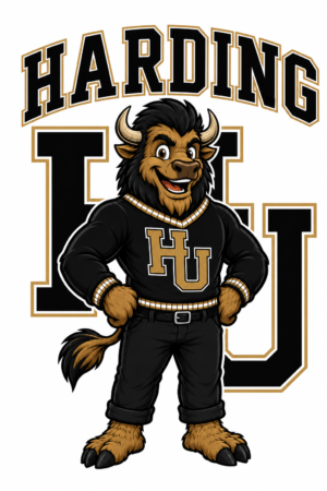 Harding HU Bull Mascot Black and Gold Wall Art