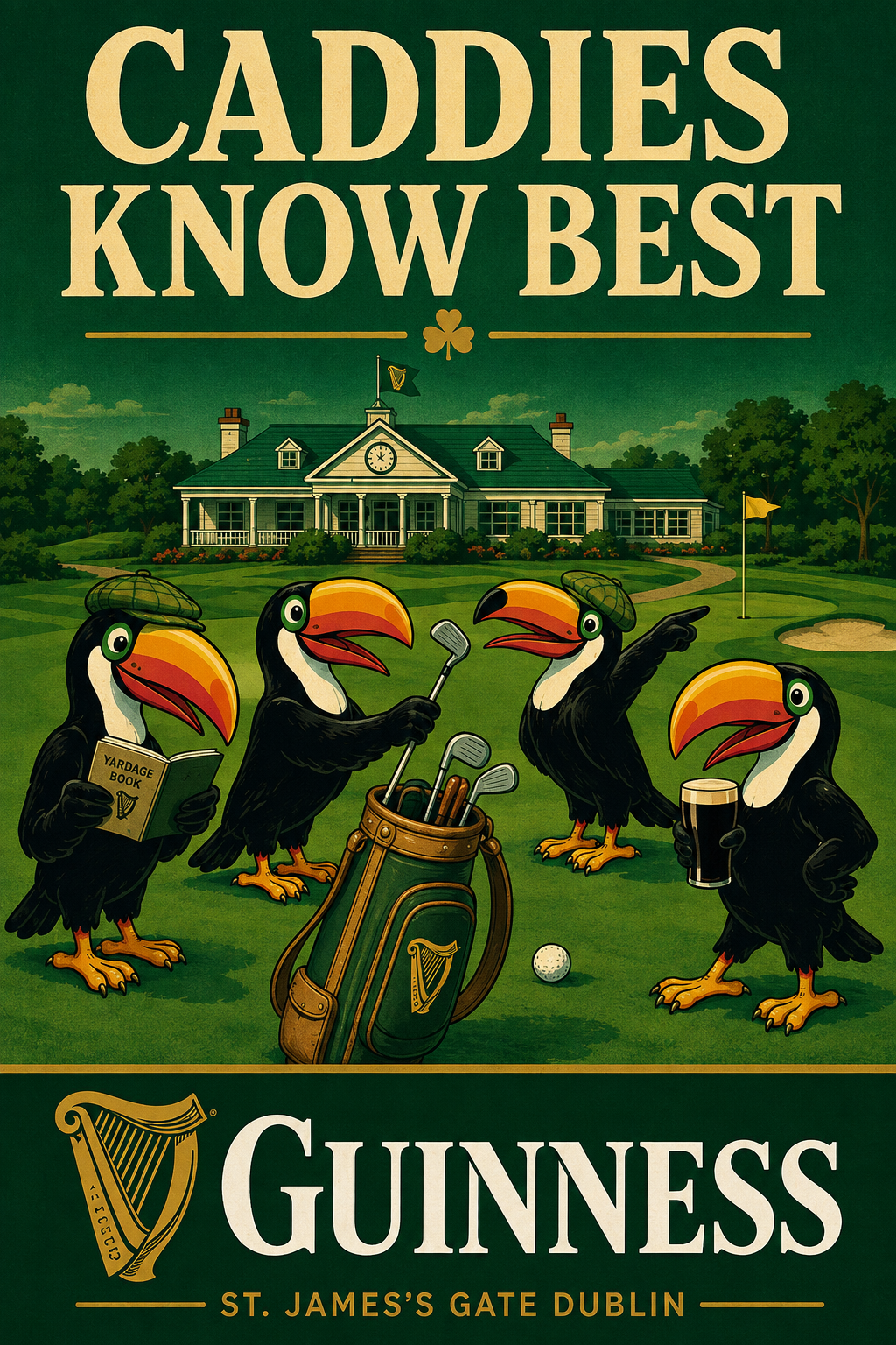 Caddies Know Best Golf Crows Guinness-Inspired Wall Art