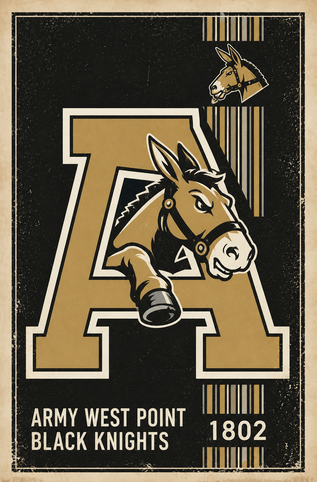 Army West Point Black Knights 1802 Vintage-Style Wall Art