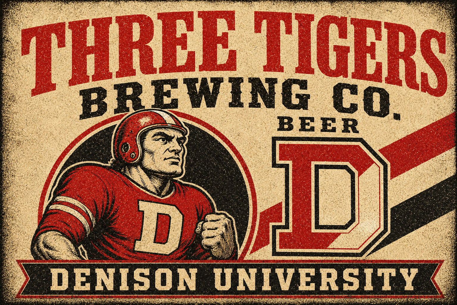 Three Tigers Brewing Co. Denison University Football Wall Art