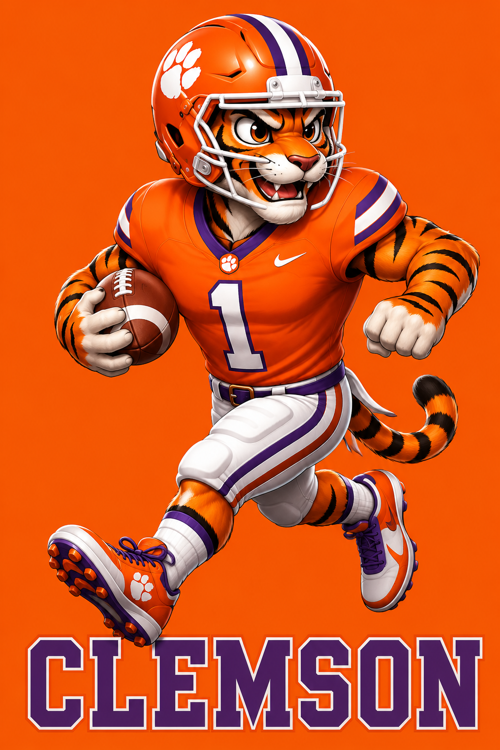 Clemson Tiger Football Player Graphic Wall Art