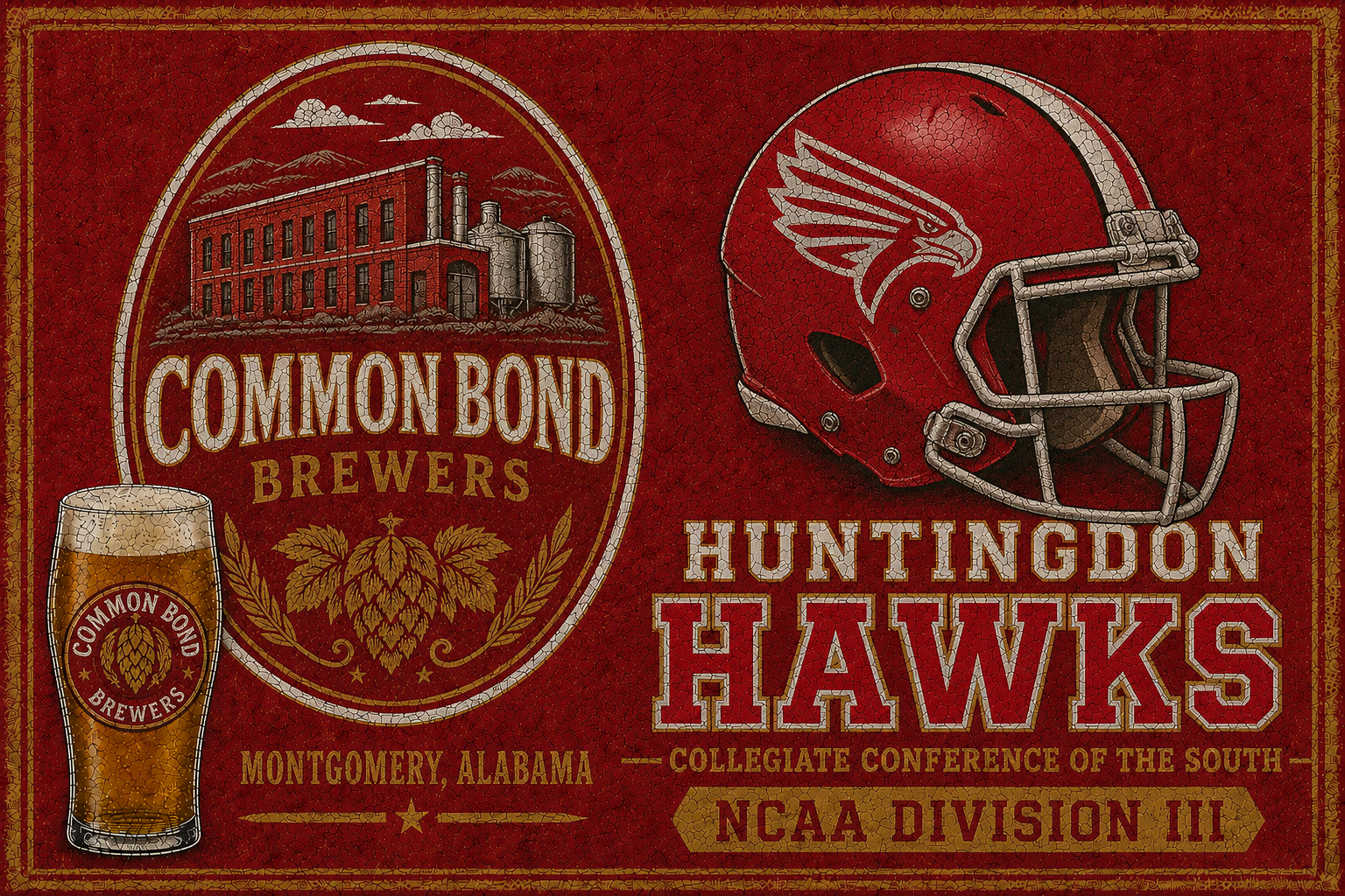 Common Bond Brewers Huntingdon Hawks Vintage-Style Wall Art