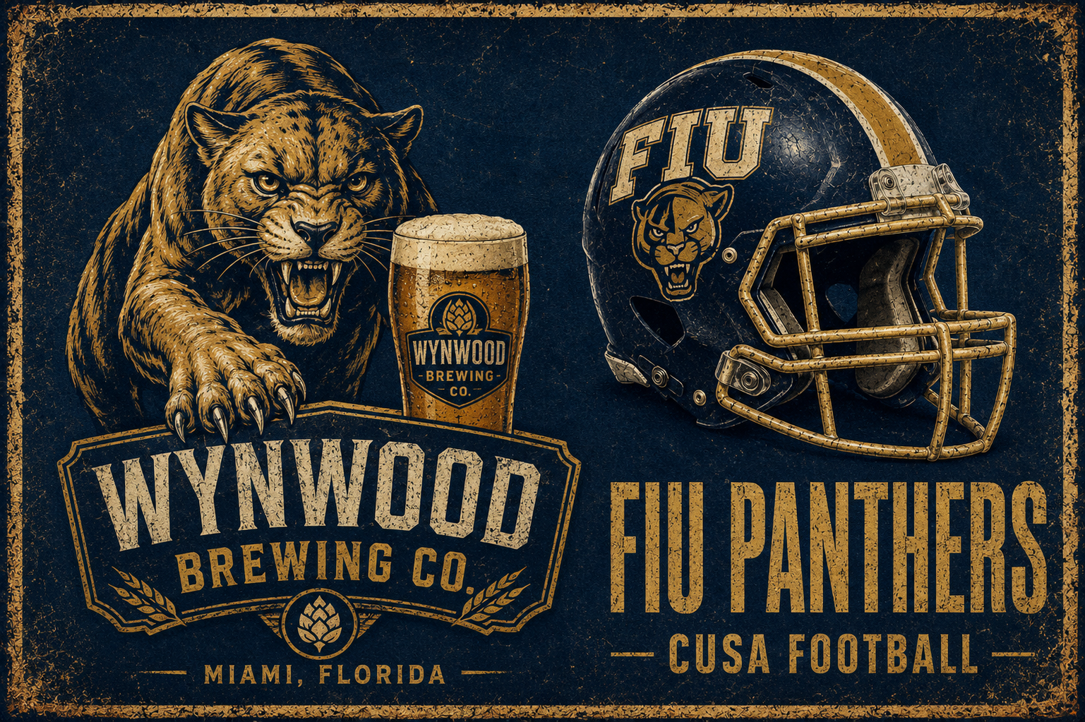 Wynwood Brewing Co. FIU Panthers Football Vintage Wall Art