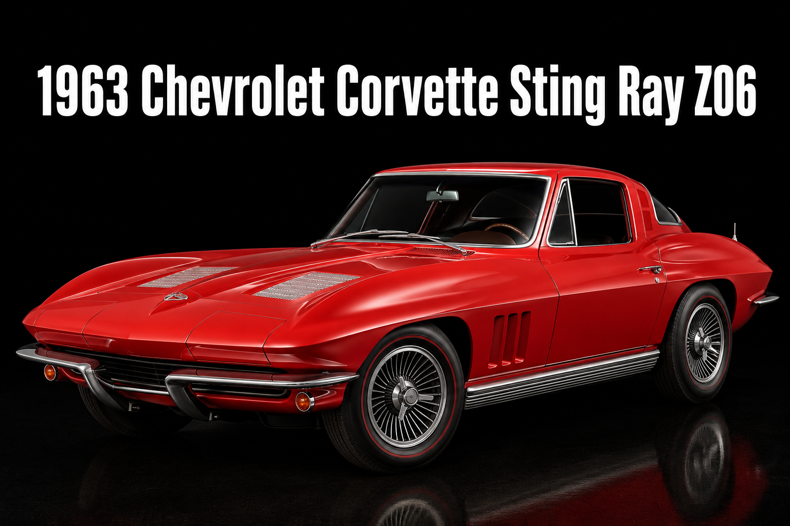 1963 Chevrolet Corvette Sting Ray Z06 Red Sports Car Wall Art